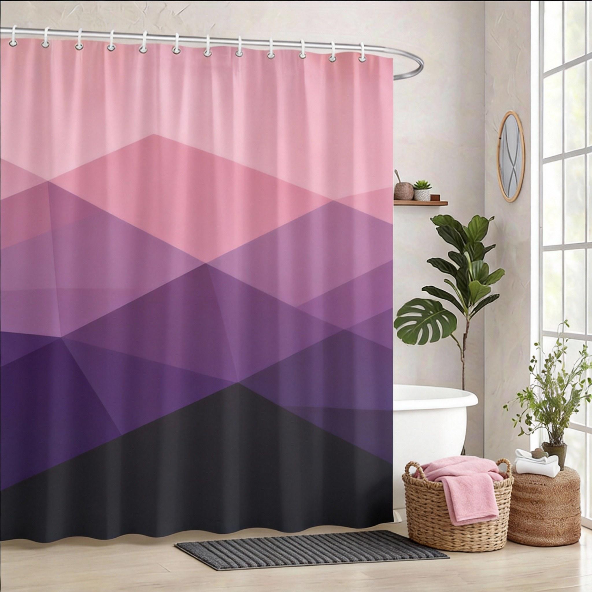 

Mosaic Shower Curtain 180x180cm – Abstract Patchwork Squares in Orange Gray Black, Modern Geometric Bathroom Decor, 12 Hooks 90X180cm(35x70in)