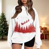 Women's Fashion Flannel Round Neck Printed Long Sleeve Top