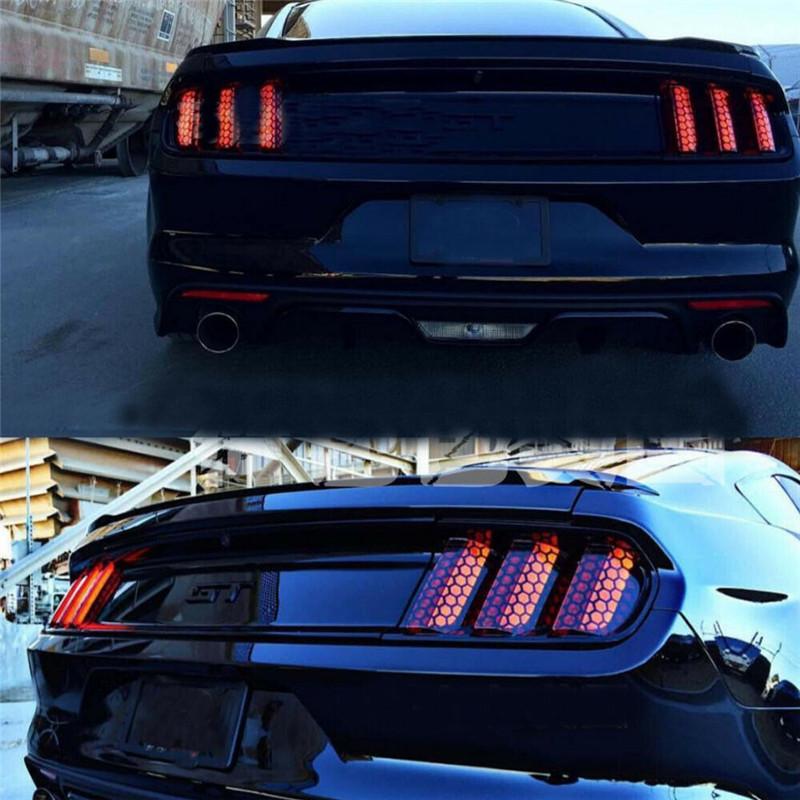 6PCS/Set Car Stickers Honeycomb Specific Creative Decoration For Ford Mustang 2015 2017 Rear Lamp Lights Auto Tuning Styling