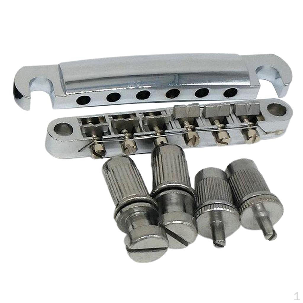 

Stud Mount Adjustable Bridge for Style Guitar, Black/Chrome/Golden Electric Guitar Bridge, Zinc Silvery