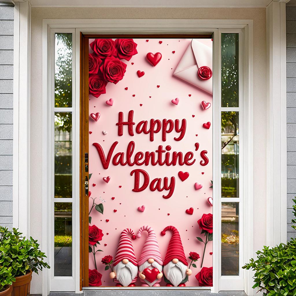 Detailed   Roses   Charming   Graphic   Pink   Banner   Celebration   Wedding   for Valentine's