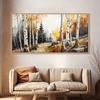 1pc Frameless Watercolor Birch Tree Canvas Print - Autumn Yellow Birch Forest Wall Art, Large Modern Living Room Decor, Vibrant