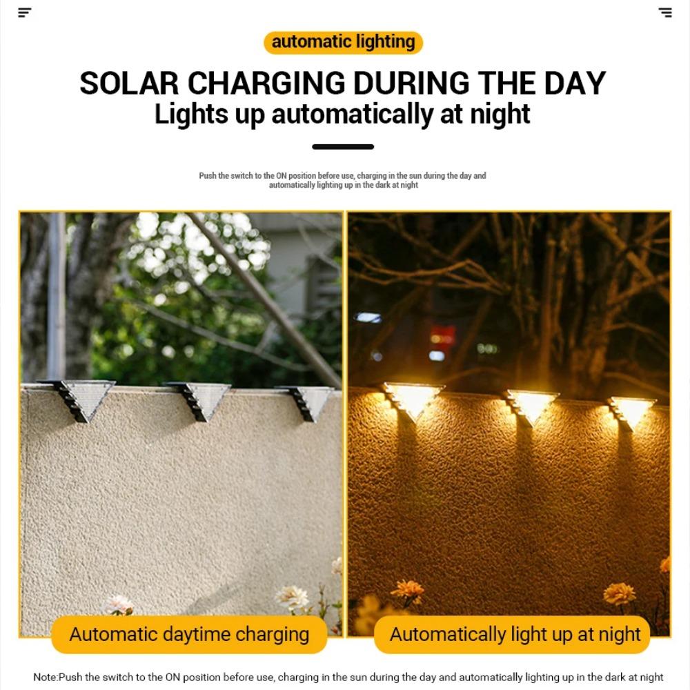 Outdoor Solar Railing Lights Deck Stair Waterproof Lamp for Garden/Pathway, Warm White Step Decoration Light with Auto Sensor