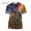 3d Animal Peacock Printed T Shirt Pavo Muticu Maurya Graphic T-shirts For Men Kid Fashion Funny Streetwear Short Sleeves Clothes