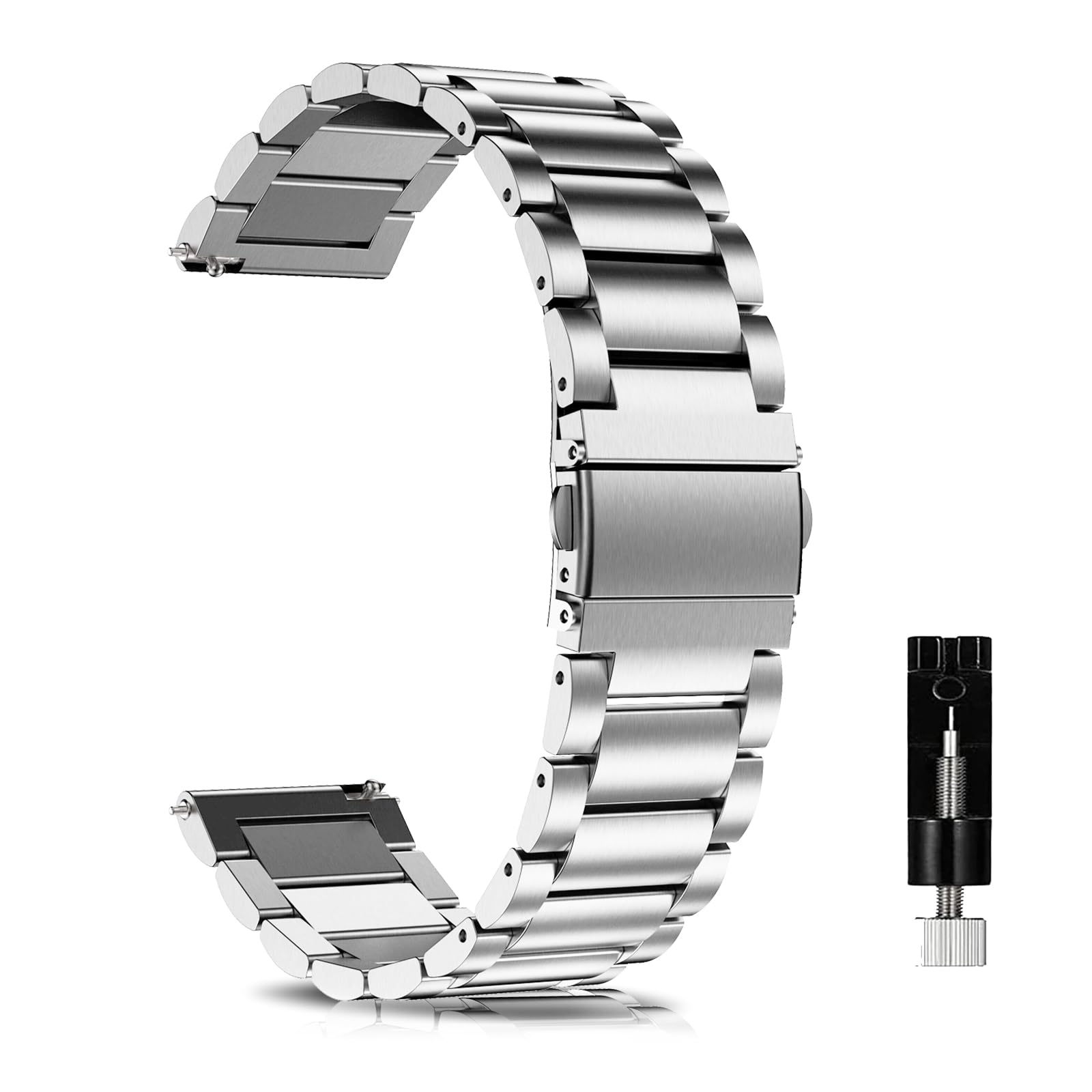 

LuFiYa Запасные часы из нержавеющей стали и с регулировкой ремешка Серебристый браслет, 18 мм, 20 мм, 22 мм, 24 мм, Инструмент, (22мм)