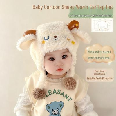 Ny Höst/Vinter Baby Lammull Plysch Öronlappsmössa – Varm och Mysig Pulloverdesign