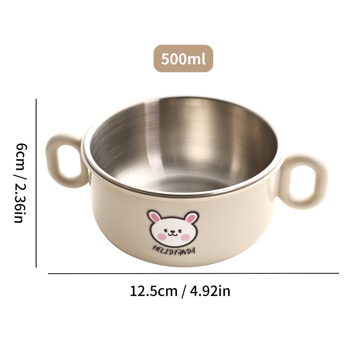 

WORTHBUY Детская миска для риса из нержавеющей стали 304 с двойной ручкой, милая противоожоговая миска для супа, миска для лапши, кухонная посуда