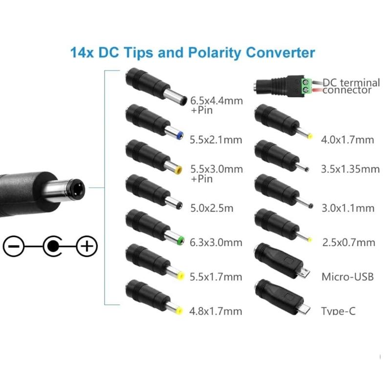 USB To DC5V Power Cord Includes 14 Adapter Plugs for Charging Devices Like Moon Lamp and LED Lights Power Cord