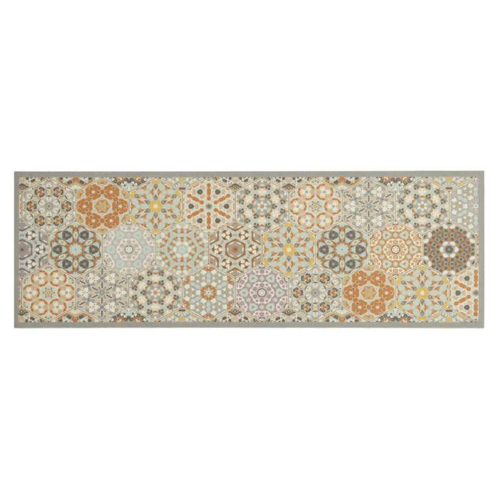 Tapis - vidaXL - Lavable - 180 x 60 cm - Motif hexagonal pastel - Antidérapant