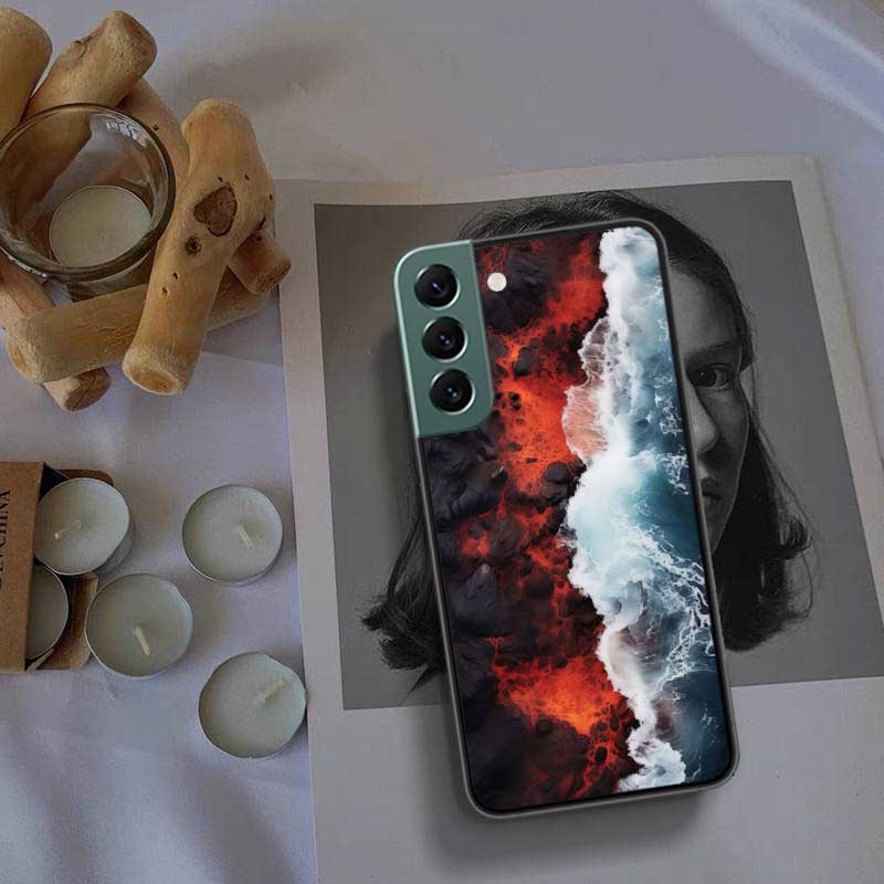 Die Kollision von Lava und Meerwasser Handyhülle Für Samsung Galaxy S22 S25 Ultra S21 S10 Plus S26 Edge S20 S23 S24 FE Hülle Si