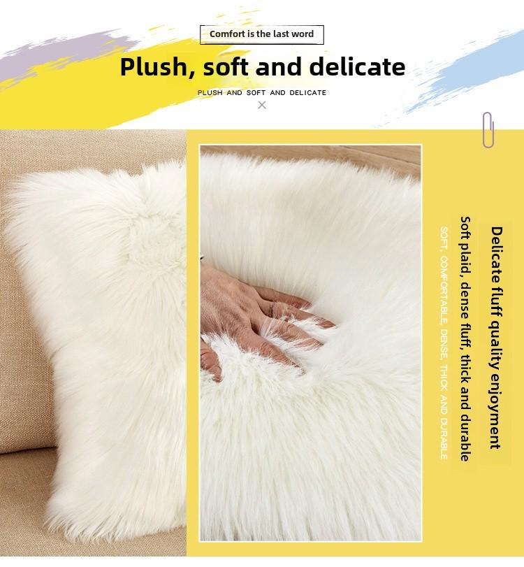 Nordic Plush Cushion Cover - Removable, Washable, Soft Pillow Case for Sofa (Core Not Included)