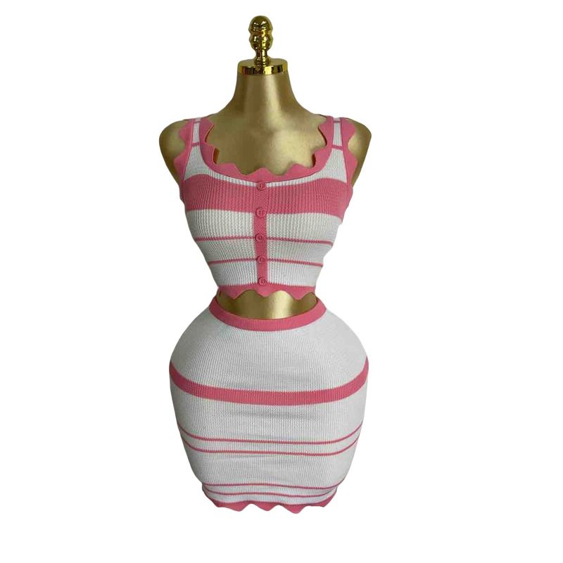 

Западный стиль Новая мода Повседневный вязаный жилет Топ Юбка комплекты Жилет и Юбка Комплект Rose Red One size