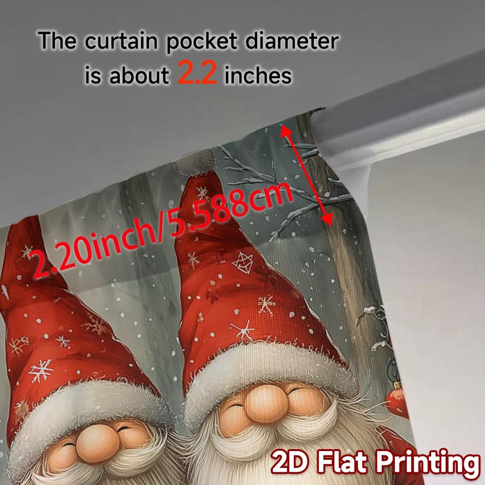2pcs,Curtains Cute Gnomes Forest Winter Snow Popular Creative Curtains Versatile Durable Polyester Curtains Decorations Use for