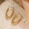 Gold Water Drop Retro Earrings - Lightweight Stainless Steel Hoops with Three-Layer Hollow Design