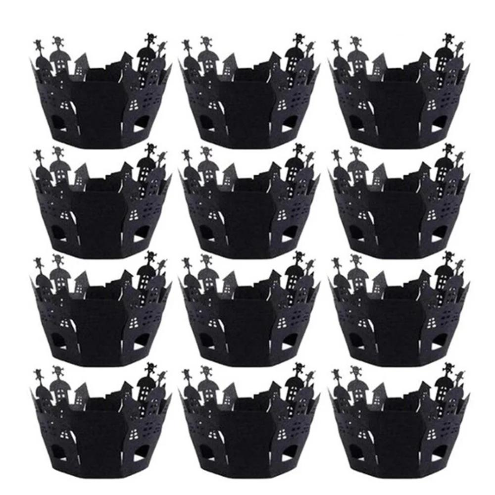 12pz Involucri per Cupcake di Halloween Ragnatela Involucri per Cupcake Carta per Muffin Decorazioni Topper per Torta Forniture per Feste a Tema Halloween