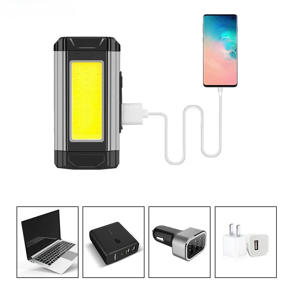 COB Work Light with Magnet LED Flashlight Camping Lamp IPX6 Waterpoof Torch USB Rechargeable Lantern As Power Bank