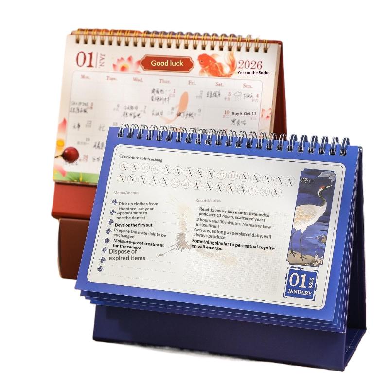2026 Desk Calendar Retro Chinese Large Desktop Calendar Annual To Do List Monthly Daily Calendar Planner Time Manegement