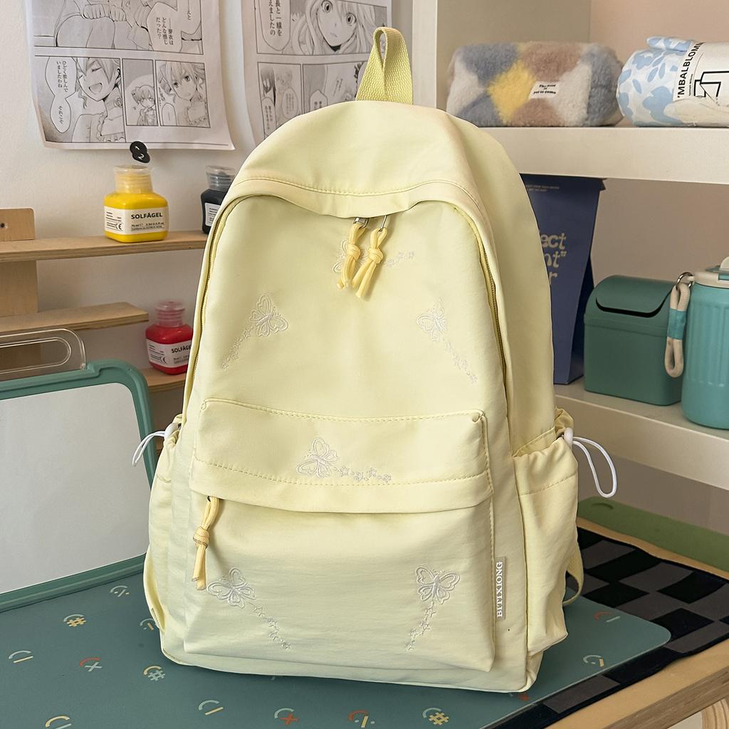 Schoolbag New Japanese Schoolbag Ins Style Niche High Value Candy Color Embroidered Backpack Junior High School Students Lightweight Backpack