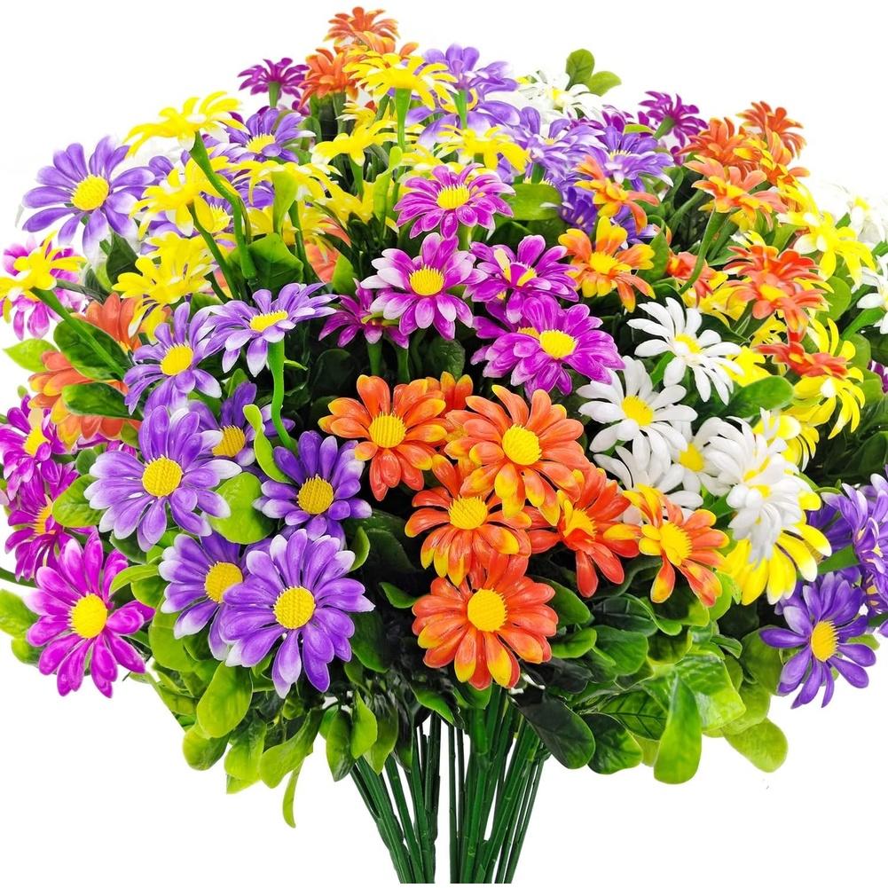 

5Pcs Artificial Daisy Bouquet Plastic Fake Flowers Artificial Flowers For Outdoor Decor Photography Props And Home Decoration