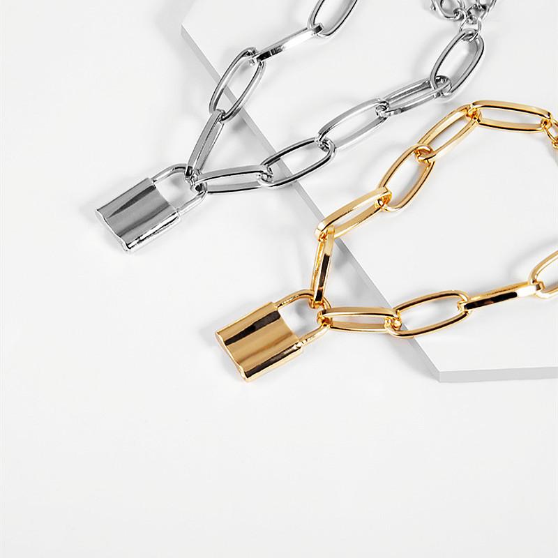 Fashion Creative Geometric Versatile Temperament Jewelry Women, Simple Cross Chain Lock Pendant Bracelet