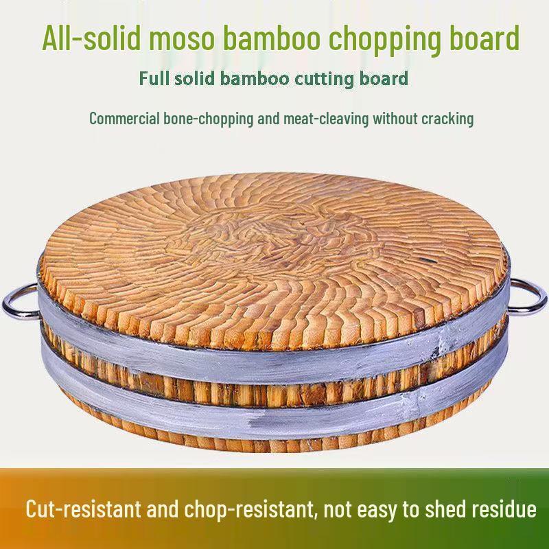 Round Nan Bamboo Extra Thick Chopping Block: Mold-Proof, Heavy-Duty Cutting Board for Meat