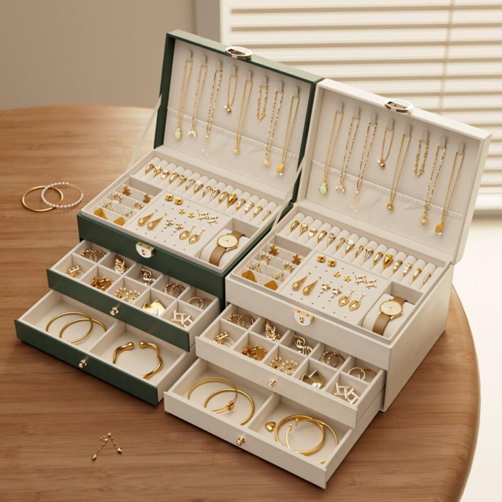 Jewelry Storage Box Multi-layer High-end Gold Hand Jewelry Bracelet Necklace Earrings Earrings Earrings Ring Jewelry Box Large