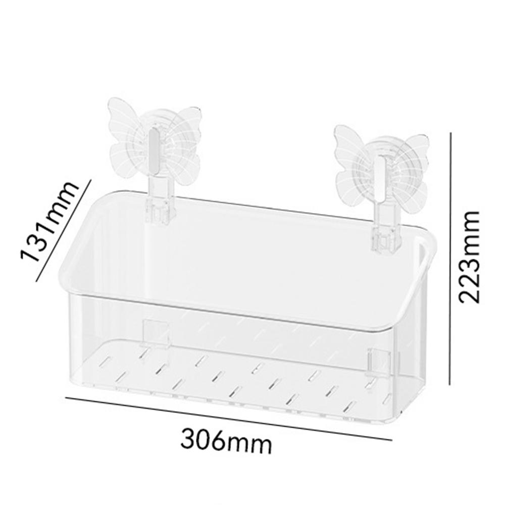 

Butterfly Suction Cup Storage Basket Bathroom Hollowed Out Drain Racks Multifunctional Makeup Box Wall Mounted Cosmetics Holder прозрачный