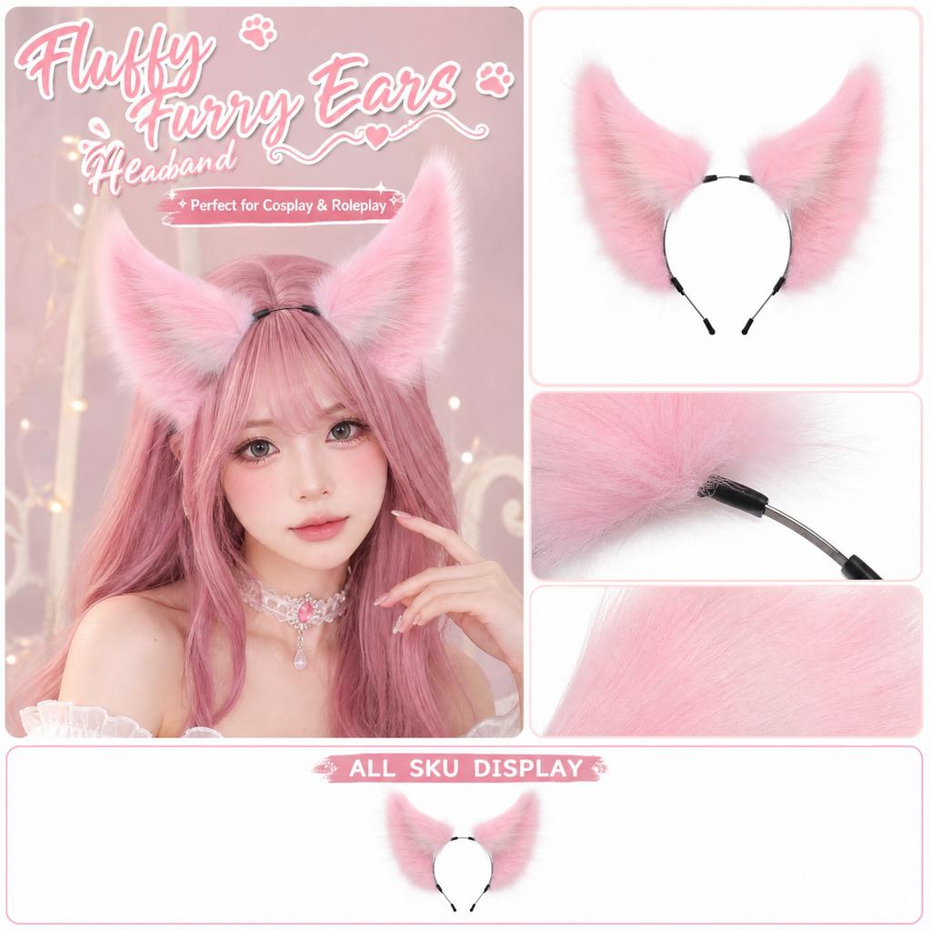 Bandeau Oreilles Fausses pour Femmes, Cheveux Oreilles Mignons pour Costume Cosplay Fête