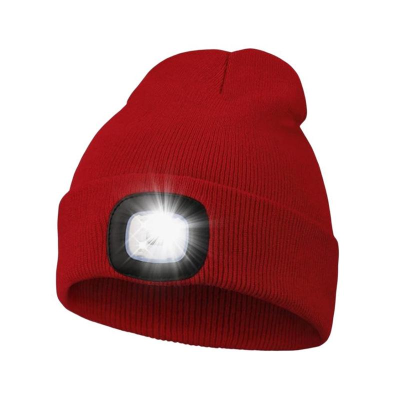 

LED Knitted Hat Night Running Hat One Size красный