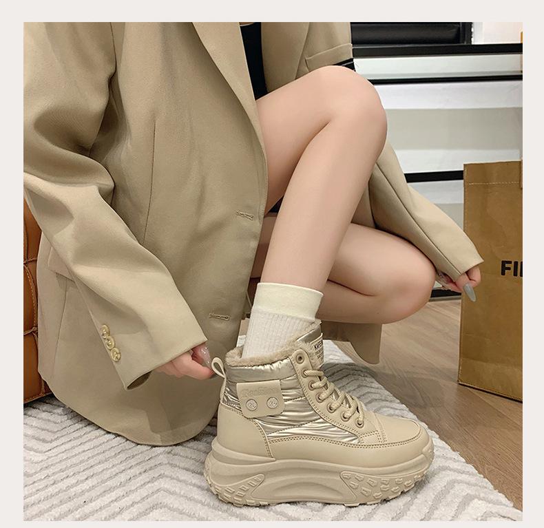 2024 Women's Plus Velvet High-Top Snow Boots: Korean Casual Warm Thick-Soled Cotton Shoes, Style P6011