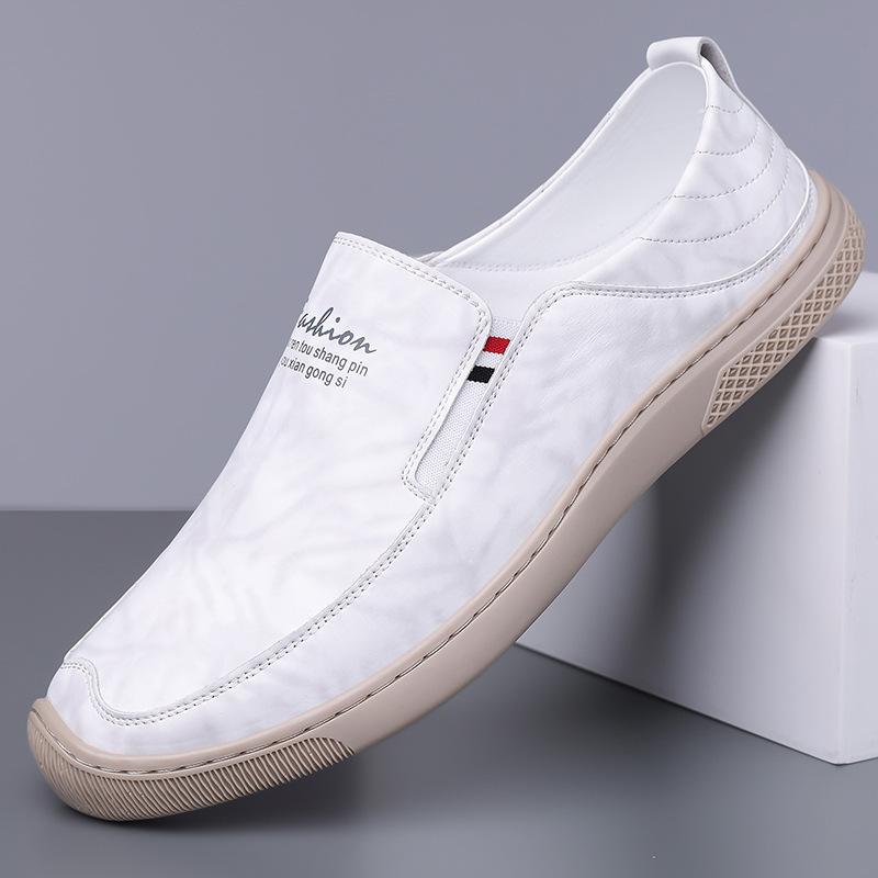 

Мужская обувь 2025 мужские низкие туфли на одной педали мужская повседневная кожаная обувь ленивые лоферы тренд 2025 38 белый