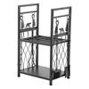 Indoor Firewood Rack, 45.5cm 2-Tier Firewood Holder with Fireplace Tools, Brush, Shovel, Poker, Tongs, Heavy Duty Log Wood Rack, 400 Lbs Weight