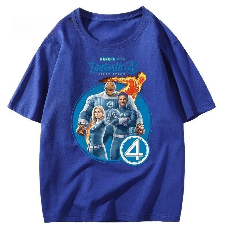 2026 New Fantastic Four Short Sleeve Ultra British Printed T-Shirt Loose Plus Size Men's and Women's Short Sleeve