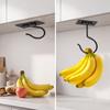 Self-Adhesive Banana Hook with Foldable Design Black Metal Under-Cabinet Banana Hanger for Fresh Fruit Storage Heavy-Duty Space-Saving Holder