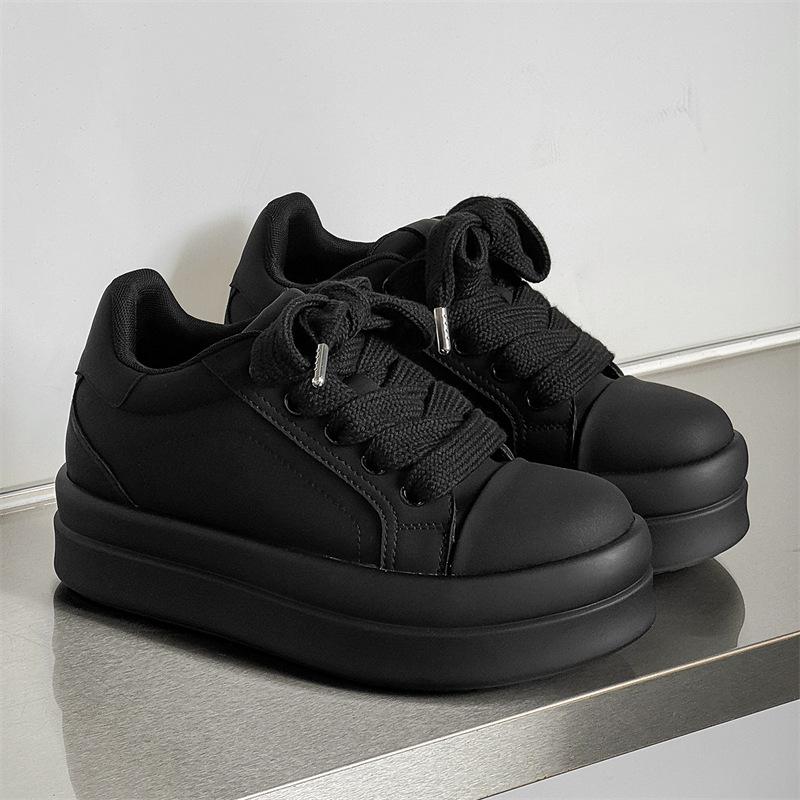 Thick-soled leather surface CM invisible inner height increase, spring and autumn style height increase casual board shoe bread