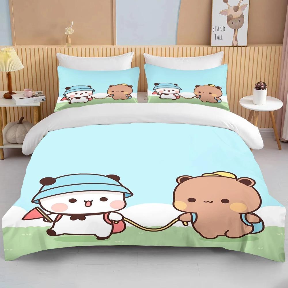 Cartoon Cute Bear Microfibre Bedding Sets,Children'sBirthday Gift with Zip Room Decor Teenagers adult Duvet Cover