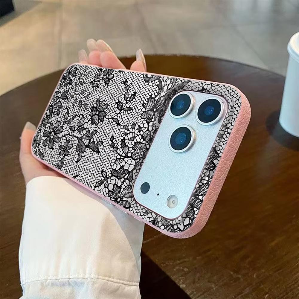 Lace Style Cool Girl Phone Case For iPhone 17 Pro Max 16 Pro 15 14 11 13 12 11 16E 17Air XR XS Lychee Textur Soft Cover