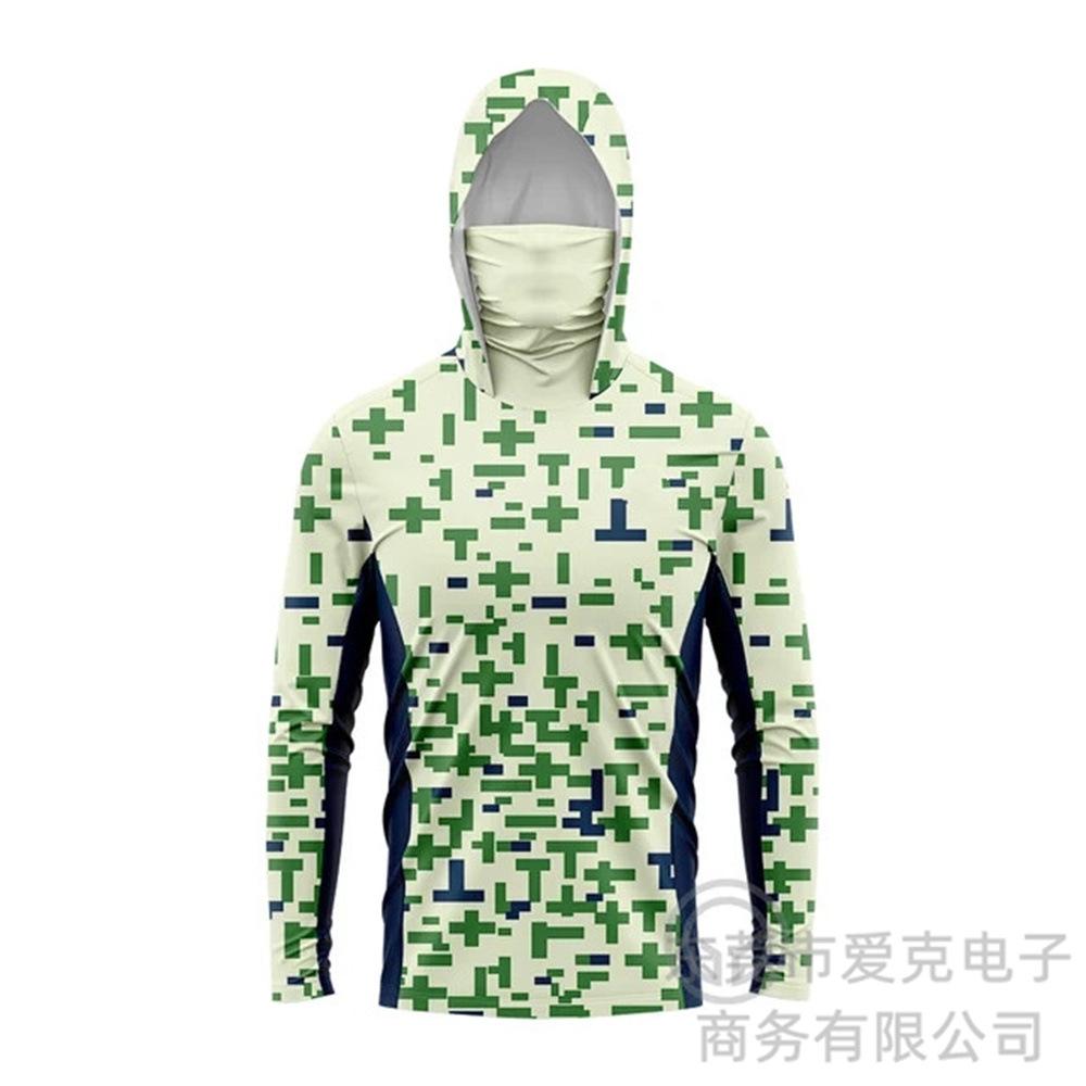 Fishing Suit Men's Summer Outdoor Fishing Suit Hooded with Mask Fishing Shirt Quick Drying Breathable Sunscreen