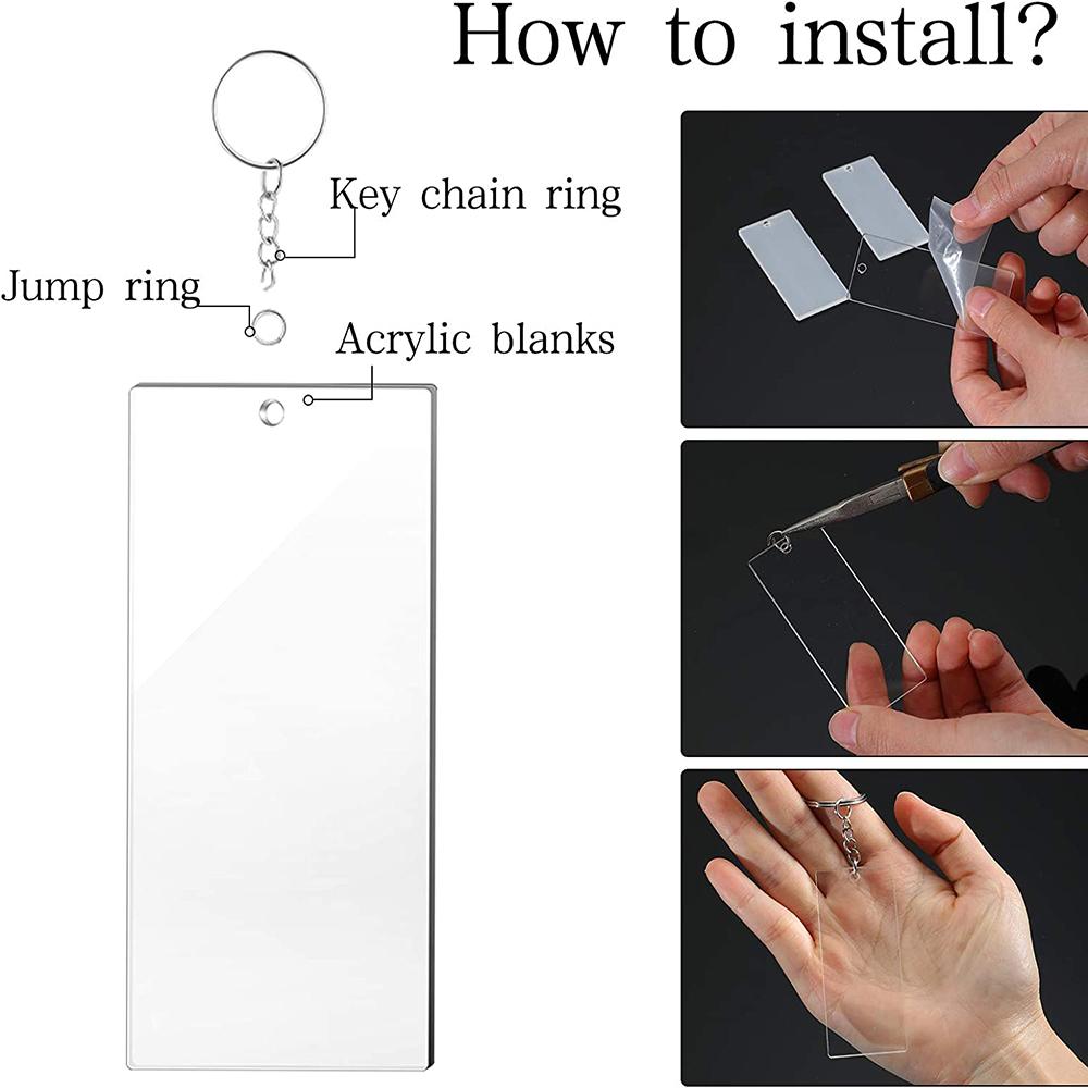 5/50pcs Handmade DIY Transparent Keychains Blank Bookmark Material Acrylic Transparent Bottom Panel Pendants