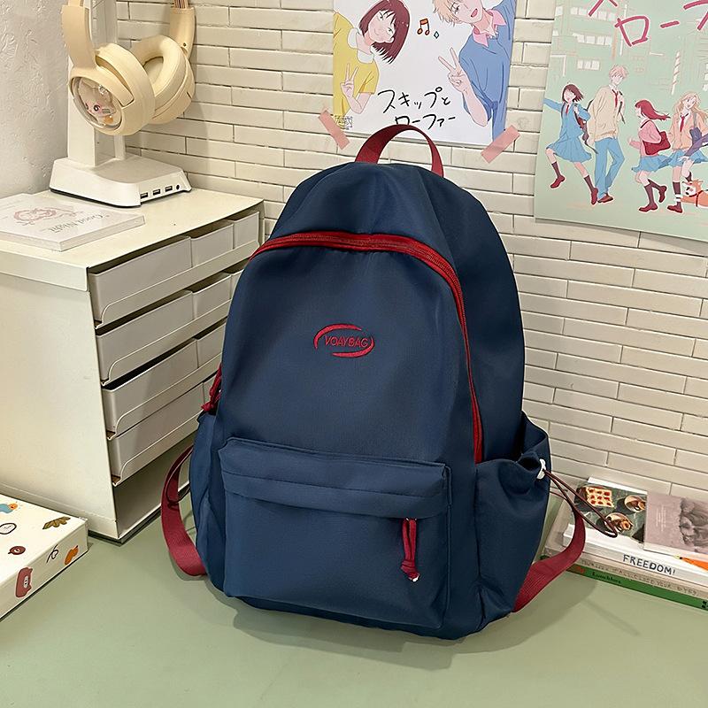 

Простой однотонный студенческий школьный рюкзак, универсальный рюкзак большой вместимости, студенческий дорожный рюкзак для отдыха для компьютера темно-синий