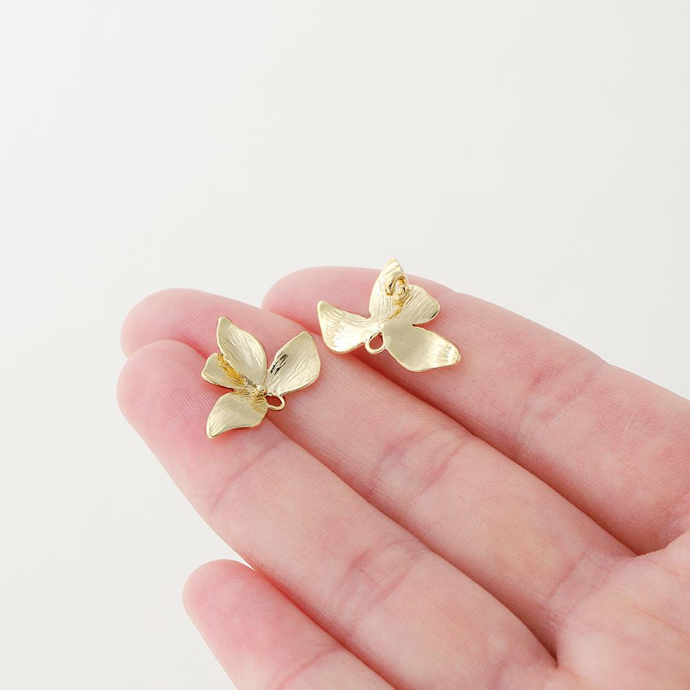 6pcs/lot 14K 18K Gold Plated Leaves Charm Brooch Pin Pendants Earings Decorate Pendants For DIY Jewelry Handemade Supplies