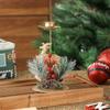 Vintage Golden Christmas Candle Holder Snowflake Xmas Tree Iron Candlestick Simulated Pine Needles Desktop Ornament Festive