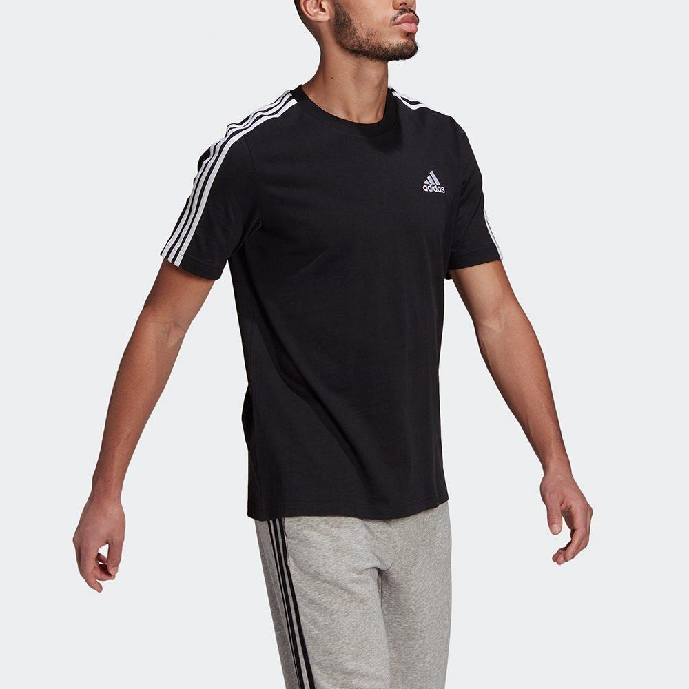 Adidas ESSENTIALS 3 Stripes T Shirt Men's Black GL3732