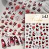 Nine-tailed Fox Chinese 5D Soft Reliefs Self Adhesive Nail Art Stickers Fox Mask Red Equinox Flowers 3D Manicure Decals