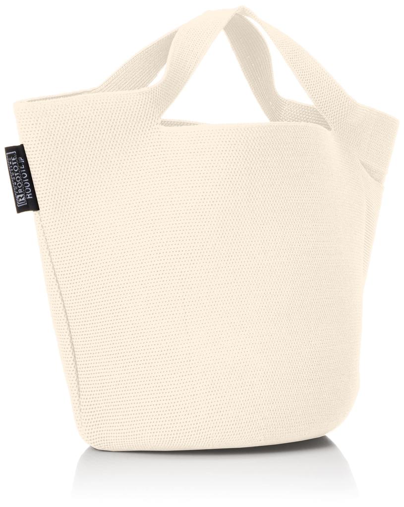 Rootote Po-No Women's Lightweight, Freestanding Hat-Shaped Knit Basket Tote Bag Made with Recycled Yarn, Ivory, Size Small