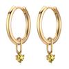 Kinitial Zarte Goldfarbene Zirkonstein-Anhänger Messing-Creolen für Damen Mädchen Lässiger Täglicher Klassischer Sommer-Schmuck