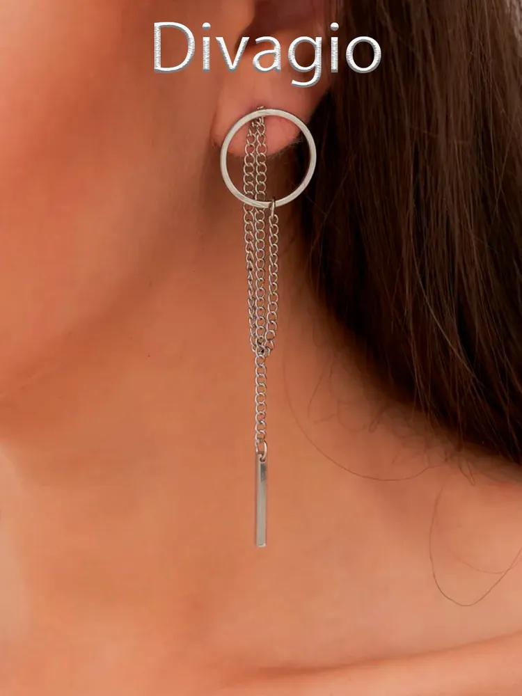 

Geometric Hollow Circle Long Tassel Earrings Lightweight Chain Drop Dangle Earrings for Women Fashion Jewelry Accessories One Size