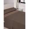 Cotton Bedding Set - Casa Campo - Bed 180 Cm - 260x260 Cm - Brown - Plain - 4 Pieces - Flat Sheet - Fitted Sheet