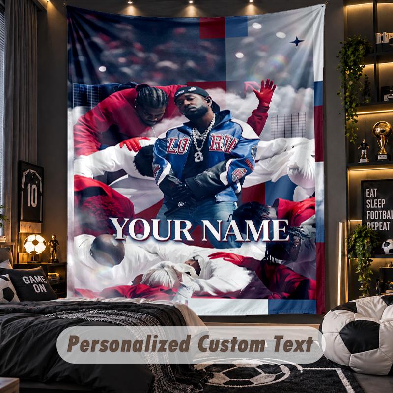 Personalized Wall Tapestry,Kendrick Lamar Custom Printed Name, Fabric Wall Art For Indoor Room Backdrop