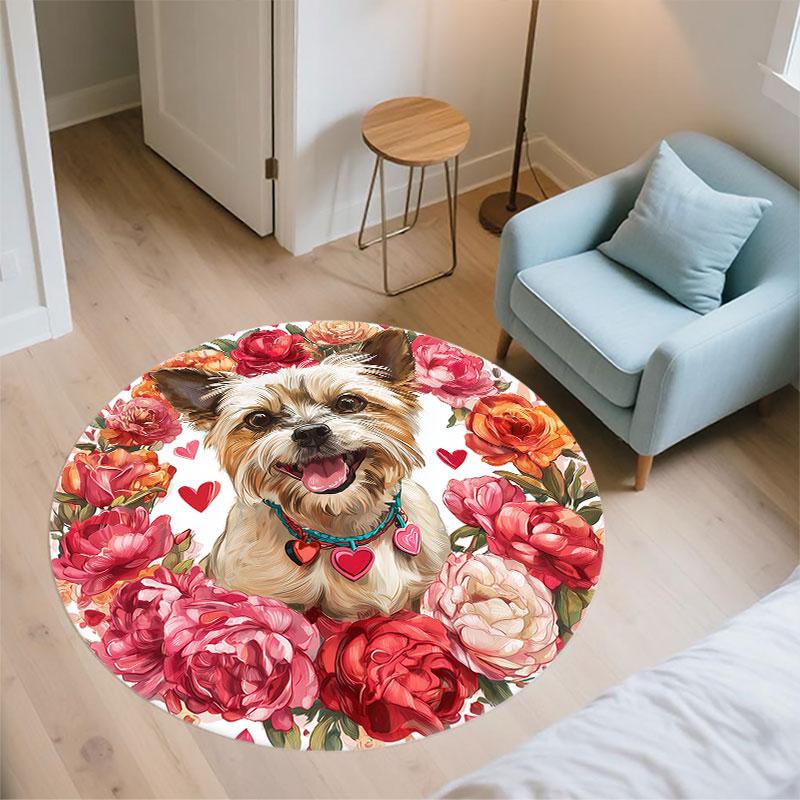 Cartoon Puppies pattern round rug,Carpet Rug for Living Room Bedroom Playroom ,Non-slip Floor Mat,Holiday Gifts and Birthday Gifts.